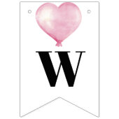 ピンクの白い女の子の赤ちゃんシャワーペンギンのバンティングフラグ バンティングフラッグ (第3の旗)