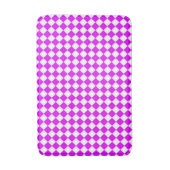 ピンクの白い市松模様にダイヤモンド模様 バスマット (正面縦)