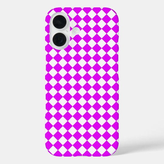 ピンクの白い市松模様にダイヤモンド模様 Case-Mate iPhoneケース (裏面)