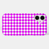 ピンクの白い市松模様にダイヤモンド模様 Case-Mate iPhoneケース (裏面 (横))