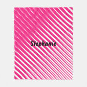 ピンクの白い抽象芸術名前をカスタムするの贈り物かガーリーわいい フリースブランケット (正面)