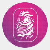 ピンクの白い指紋 ラウンドシール (正面)