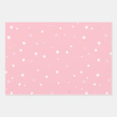 ピンクの白い星模様 ラッピングペーパーシート (正面3)