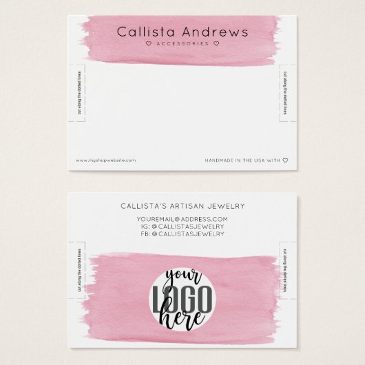 ピンクの白い水の色ブラシストロークブレスレットディスプレイ (正面&裏面)