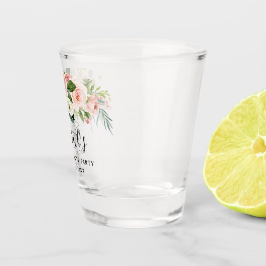 ピンクの白い水彩画の花柄のバチェロレッテ ショットグラス (右)