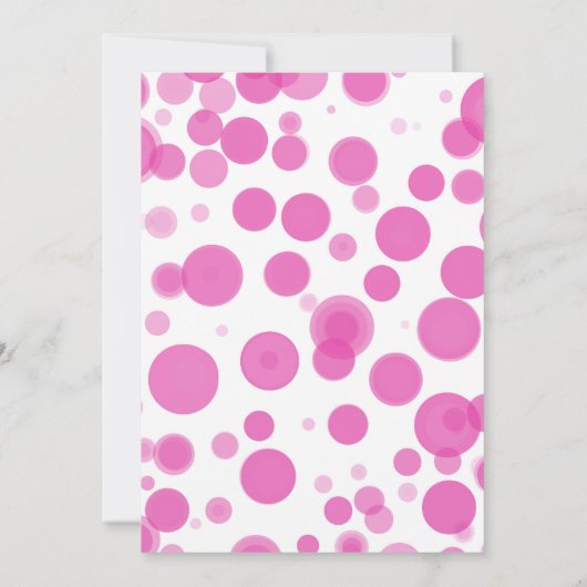 ピンクの白い水玉模様の泡でお祝いしようパーティー 招待状 (裏面)