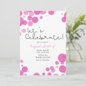 ピンクの白い水玉模様の風船 お祝いのパーティーをしよう 招待状 (スタンド正面)