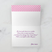 ピンクの白い水玉模様母の日のグリーティングカード カード (内部)