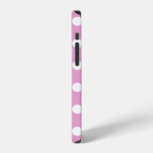 ピンクの白い水玉模様淡い色の iPhoneケース (左側面)
