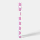 ピンクの白い水玉模様淡い色の iPhoneケース (右側面)