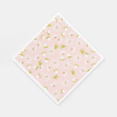 ピンクの白い水色のデイジー スタンダードランチョンナプキン (角)
