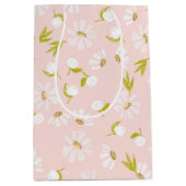 ピンクの白い水色のデイジー ミディアムペーパーバッグ (正面)