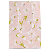 ピンクの白い水色のデイジー ミディアムペーパーバッグ (裏面)