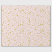 ピンクの白い水色のデイジー ラッピングペーパー (フラット)