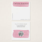 ピンクの白い水色のブラシストロークイヤリングディスプレイ (正面&裏面)