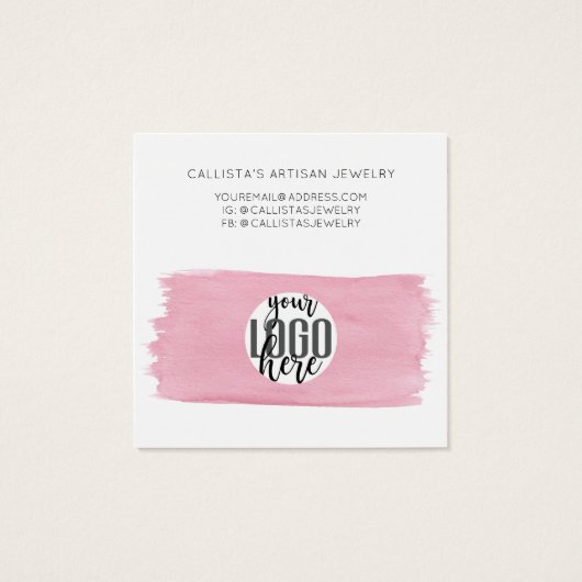 ピンクの白い水色のブラシストロークイヤリングディスプレイ (裏面)