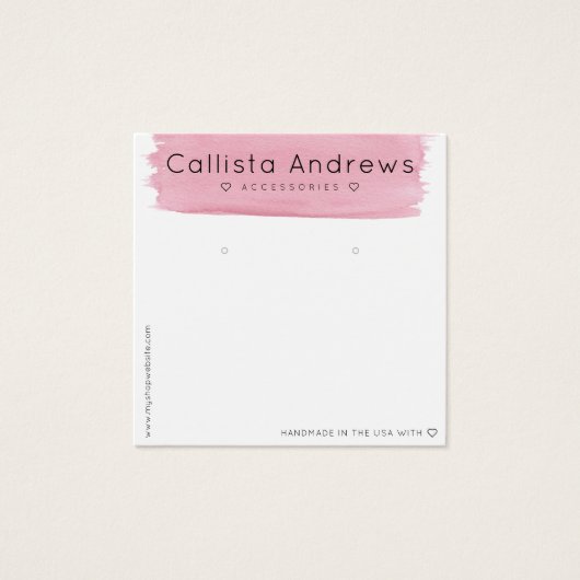 ピンクの白い水色のブラシストロークイヤリングディスプレイ (正面)