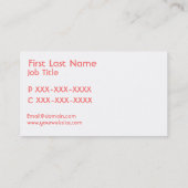 ピンクの白い法廷記者のカスタムな名刺 名刺 (裏面)