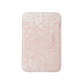 ピンクの白い泡の水玉模様 バスマット (正面縦)