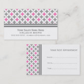 ピンクの白い灰色のサロンのアポイントメントカード 予約カード (正面/裏面)