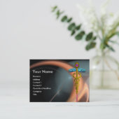 ピンクの白い灰色のフラクタル渦巻きの金ゴールド 名刺 (スタンド正面)