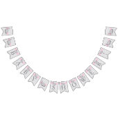 ピンクの白い灰色の象の赤ちゃんシャワー バンティングフラッグ (全)