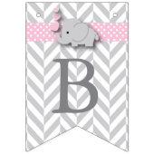 ピンクの白い灰色の象の赤ちゃんシャワー バンティングフラッグ (第3の旗)