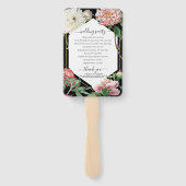 ピンクの白い牡丹の花結婚のブラックプログラム ハンドファン (裏面)