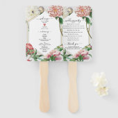 ピンクの白い牡丹の花結婚式 プログラム ハンドファン (正面&裏面)