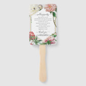 ピンクの白い牡丹の花結婚式 プログラム ハンドファン (裏面)