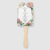 ピンクの白い牡丹の花結婚式 プログラム ハンドファン (正面)