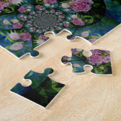 ピンクの白い牡丹フローラ水彩曼荼羅 ジグソーパズル (側面)