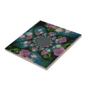 ピンクの白い牡丹フローラ水彩曼荼羅 タイル (側面)