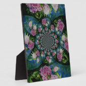 ピンクの白い牡丹フローラ水彩曼荼羅 フォトプラーク (側面)