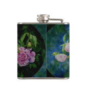 ピンクの白い牡丹フローラ水彩曼荼羅 フラスク (裏面)