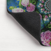 ピンクの白い牡丹フローラ水彩曼荼羅 マウスパッド (コーナー)