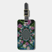 ピンクの白い牡丹フローラ水彩曼荼羅 ラゲッジタグ (正面縦)