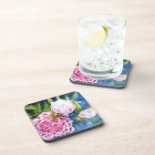 ピンクの白い牡丹絵画の |ロマンチックなフローラ コースター (右側)