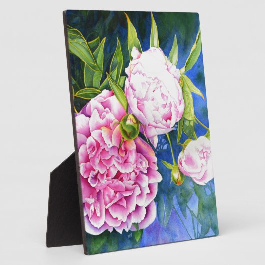 ピンクの白い牡丹絵画の |ロマンチックなフローラ フォトプラーク (側面)