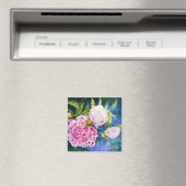 ピンクの白い牡丹絵画の |ロマンチックなフローラ マグネット (インサイチュ (食洗機))