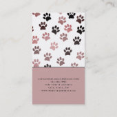 ピンクの白い犬の手のプリント |犬のグルーミング 名刺 (裏面)