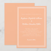 ピンクの白い結婚式 シンプル ミニマル モダンなスタイル 招待状 (正面/裏面)