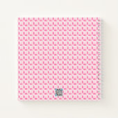 ピンクの白い織物チェックの行頭文字 ノートブック (裏面)