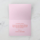 ピンクの白い花のアーチ 中国 結婚式 ダブル喜び サンキューカード (内部)