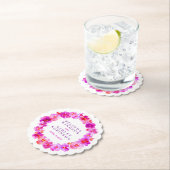 ピンクの白い花のリース水の色アートコースター ペーパーコースター (インサイチュ)