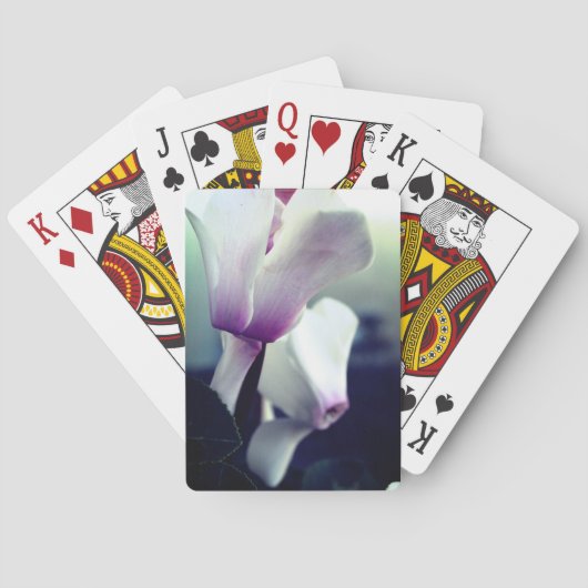 ピンクの白い花フォトクラシックトランプ トランプ (裏面)