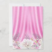 ピンクの白い花フローラ誕生日パーティー 招待状 (裏面)