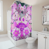 ピンクの白い花牡丹、バラ日本のフローラ シャワーカーテン (インサイチュ)