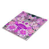 ピンクの白い花牡丹、バラ日本のフローラ タイル (側面)