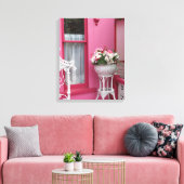 ピンクの白い花籠 – Martha's Vineyard キャンバスプリント (インサイチュ (リビング))